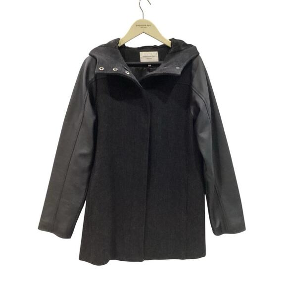 Emerson Fry Hooded Wool Blend Parka In Black Charcoal Size 6 - Picture 4 of 13